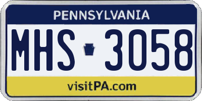 PA license plate MHS3058