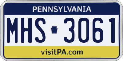 PA license plate MHS3061