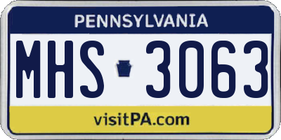 PA license plate MHS3063