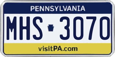 PA license plate MHS3070