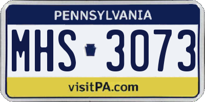 PA license plate MHS3073