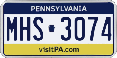 PA license plate MHS3074