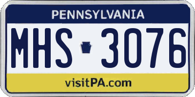 PA license plate MHS3076
