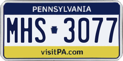 PA license plate MHS3077