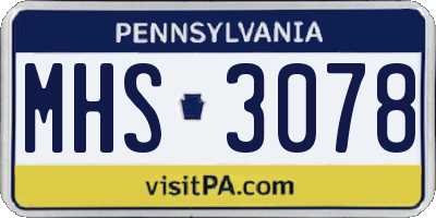 PA license plate MHS3078