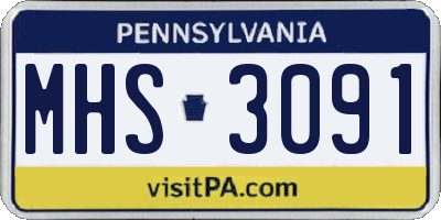 PA license plate MHS3091