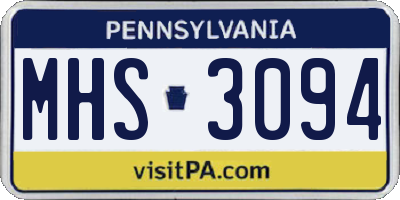 PA license plate MHS3094