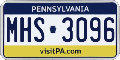 PA license plate MHS3096