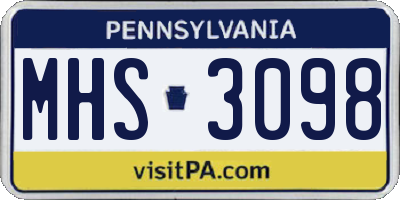 PA license plate MHS3098