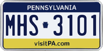 PA license plate MHS3101