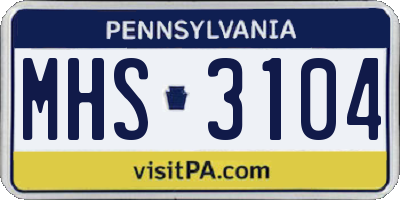 PA license plate MHS3104