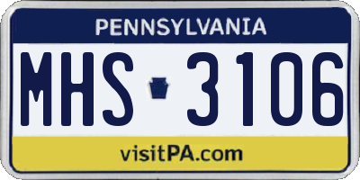 PA license plate MHS3106
