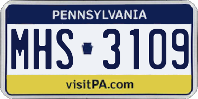 PA license plate MHS3109
