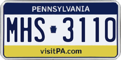 PA license plate MHS3110
