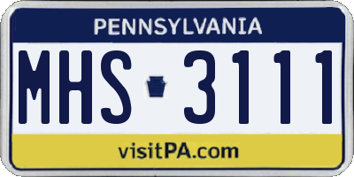 PA license plate MHS3111