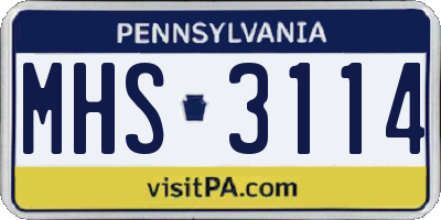 PA license plate MHS3114