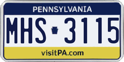 PA license plate MHS3115