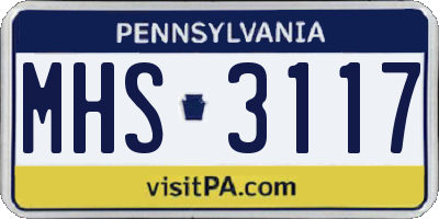 PA license plate MHS3117