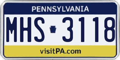 PA license plate MHS3118