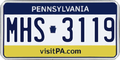 PA license plate MHS3119