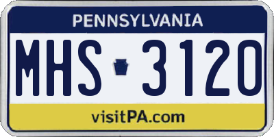PA license plate MHS3120