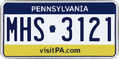 PA license plate MHS3121