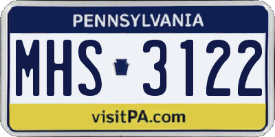 PA license plate MHS3122