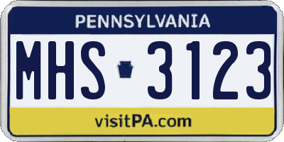 PA license plate MHS3123