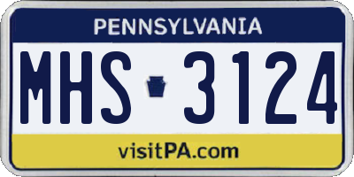 PA license plate MHS3124