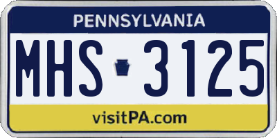PA license plate MHS3125