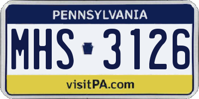 PA license plate MHS3126