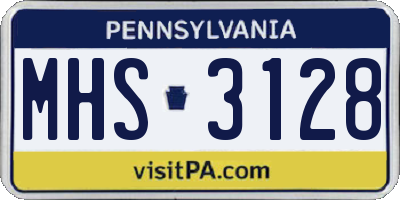 PA license plate MHS3128