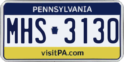 PA license plate MHS3130
