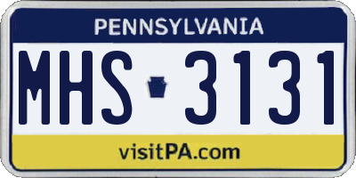 PA license plate MHS3131