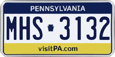 PA license plate MHS3132