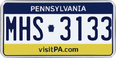 PA license plate MHS3133