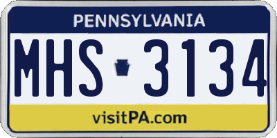 PA license plate MHS3134