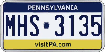 PA license plate MHS3135