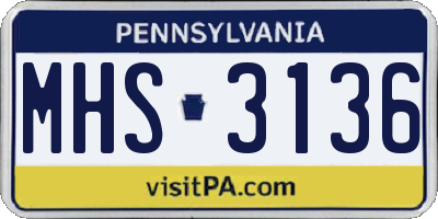 PA license plate MHS3136