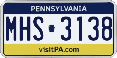 PA license plate MHS3138