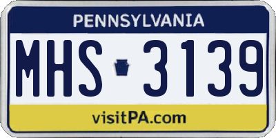 PA license plate MHS3139