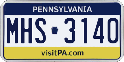 PA license plate MHS3140