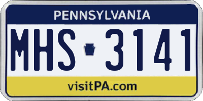 PA license plate MHS3141