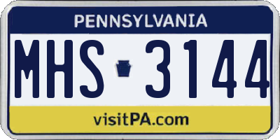 PA license plate MHS3144