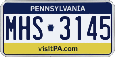 PA license plate MHS3145