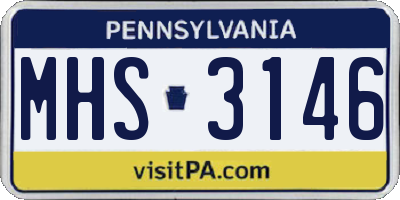 PA license plate MHS3146