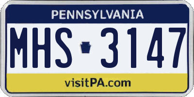 PA license plate MHS3147