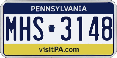 PA license plate MHS3148