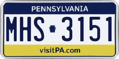 PA license plate MHS3151