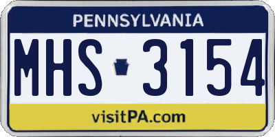 PA license plate MHS3154